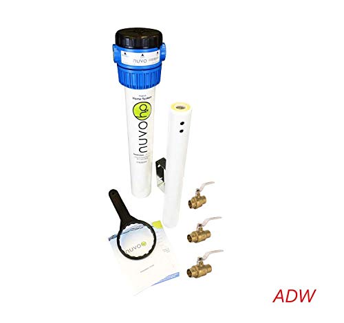 Nuvo H2O Dphb-a Home Water Softener System, 5 X 24" - New Model - No More Hard Water by Using Revolutionary Technology! Bundle with 3 of a Lead free SWEAT 1" brass shutoff/bypass valve