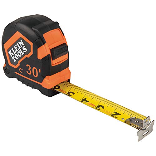 Klein Tools 9230 Tape Measure, 30-Foot Double-Hook Double-Sided Measuring Tape, Magnetic with Retraction Speed Break and Metal Belt Clip