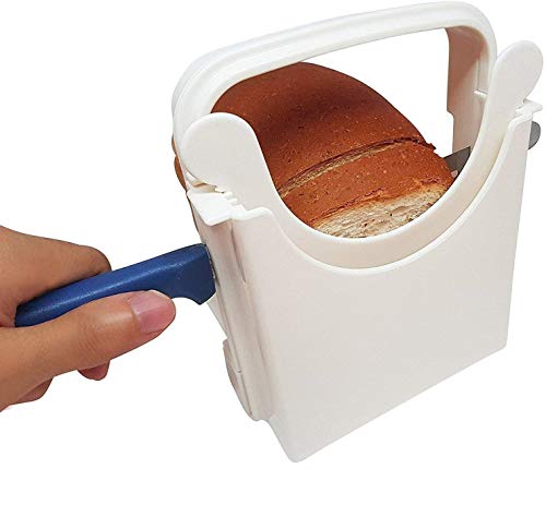 Eon Concepts Bread Slicer Guide For Homemade Bread With Rubber Feet Paddings | Loaf Cutter Machine - Foldable Adjustable & Customizable to 5 Thickness | Bagel/Sandwich/Toast Slicer |