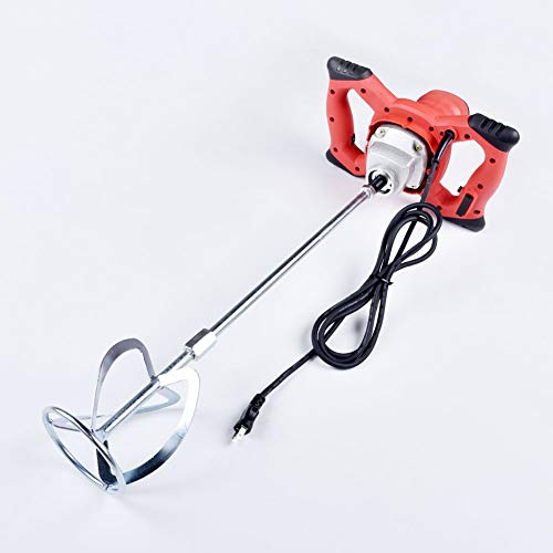 1600W Portable Electric Concrete Cement Plaster Grout Paint Thinset Mortar Paddle Mixer Pro Drill Mixer Stirring Tool Adjustable 6 Speed Handheld Standard 110V