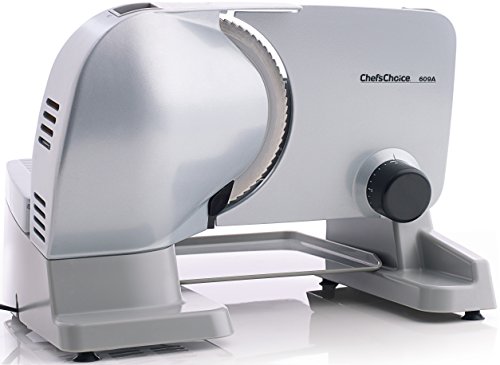 Chef'sChoice 609A000 Electric Meat Slicer with Stainless Steel Blade Features Slice Thickness Control and Tilted Food Carriage Easy Clean, 7-Inch, Silver