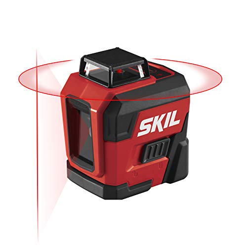 SKIL 65ft. 360° Red Self-Leveling Cross Line Laser Level with Horizontal and Vertical Lines, Rechargeable Lithium Battery with USB Charging Port, Compact Tripod & Carry Bag Included - LL932201