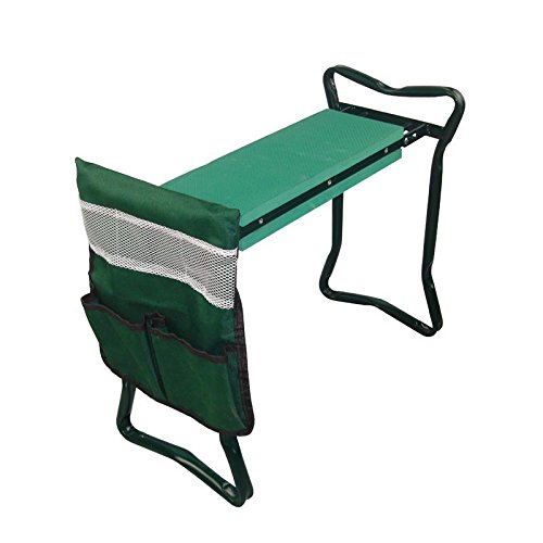 MTB Heavy Duty Folding Garden Kneeler and Seat for Weeding and Portable Garden Stool Seat with Bonus Tool Pouch, EVA Kneeling Pad