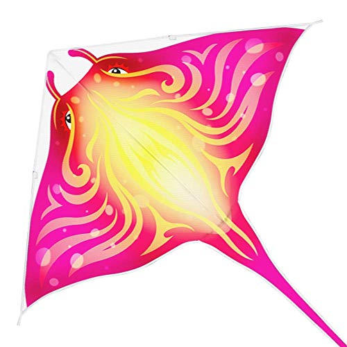 Mint's Colorful Life Devil Fish Kite for Kids Adults， Easy to Fly Delta Kite Single Line Large, Kite Handle Include (Pink)