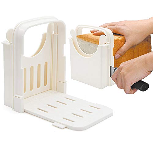 Amyhome Bread Slicer,Adjustable Toast Slicer Toast Cutting Guide Folding Bread Toast Slicer Bagel Loaf Slicer Sandwich Maker Toast Slicing Machine with 5 Slice Thicknesses