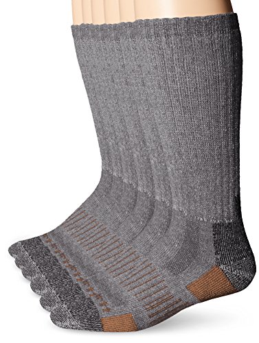 Carhartt Men's 6 Pack All-Terrain Boot Socks, Grey, Shoe Size: 6-12