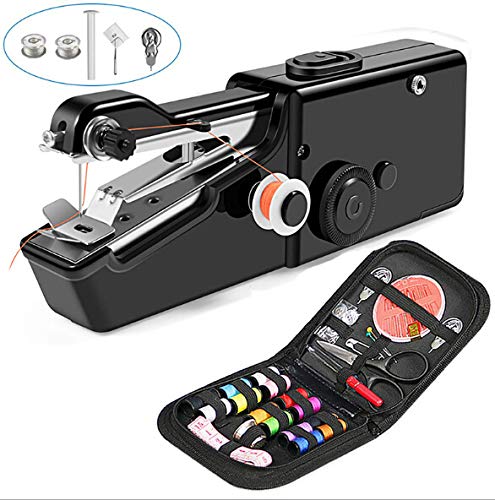 TooFu Hand-held Portable Electric Sewing Machine Set, Mini Household Hand-held Electric Sewing Machine with Free Sewing Kit,Black