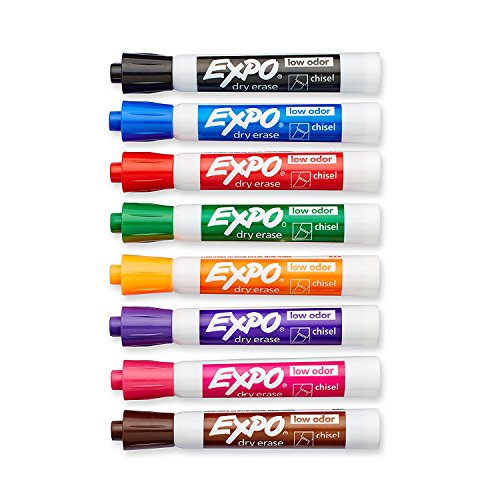 Expo 80078 Low Odor Dry Erase Markers, Chisel Tip, Assorted Colors, 12 Sets with 8 Markers, Total of 96 Markers