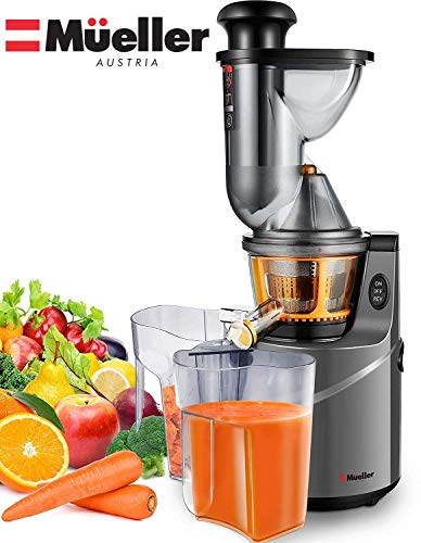 Mueller Austria Ultra Juicer Machine Extractor with Slow Cold Press Masticating Squeezer Mechanism Technology, 3 inch Chute accepts Whole Fruits and Vegetables, Easy Clean, Large