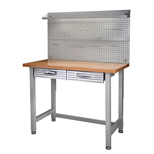 Seville Classics (UHD20247B) UltraHD Lighted Workbench (48L x 24W x 65.5H Inches) Stainless Steel