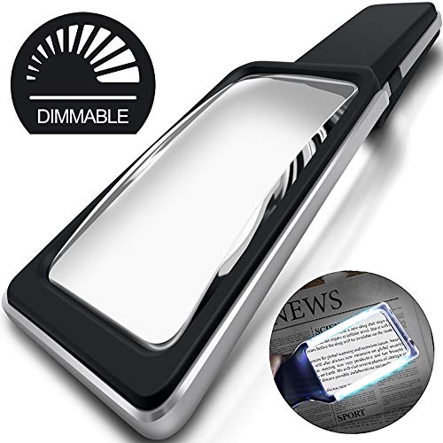 MagniPros 3X(300%) Magnifying Glass with [10 Anti-Glare & Fully Dimmable LEDs]-Evenly Lit Viewing Area-The Brightest & Best Reading Magnifier for Small Prints, Low Vision Seniors, Macular Degeneration
