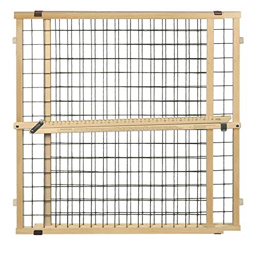 North States MyPet 50" Extra Wide Wire Mesh Petgate: Hassle free install with no tools. Pressure Mount. Fits 29.5"-50" wide (32" tall, Sustainable Hardwood)