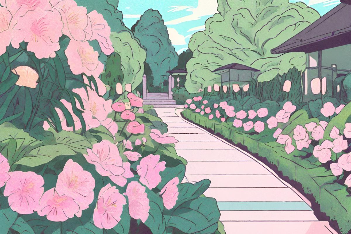 fragnant garden, colored animated