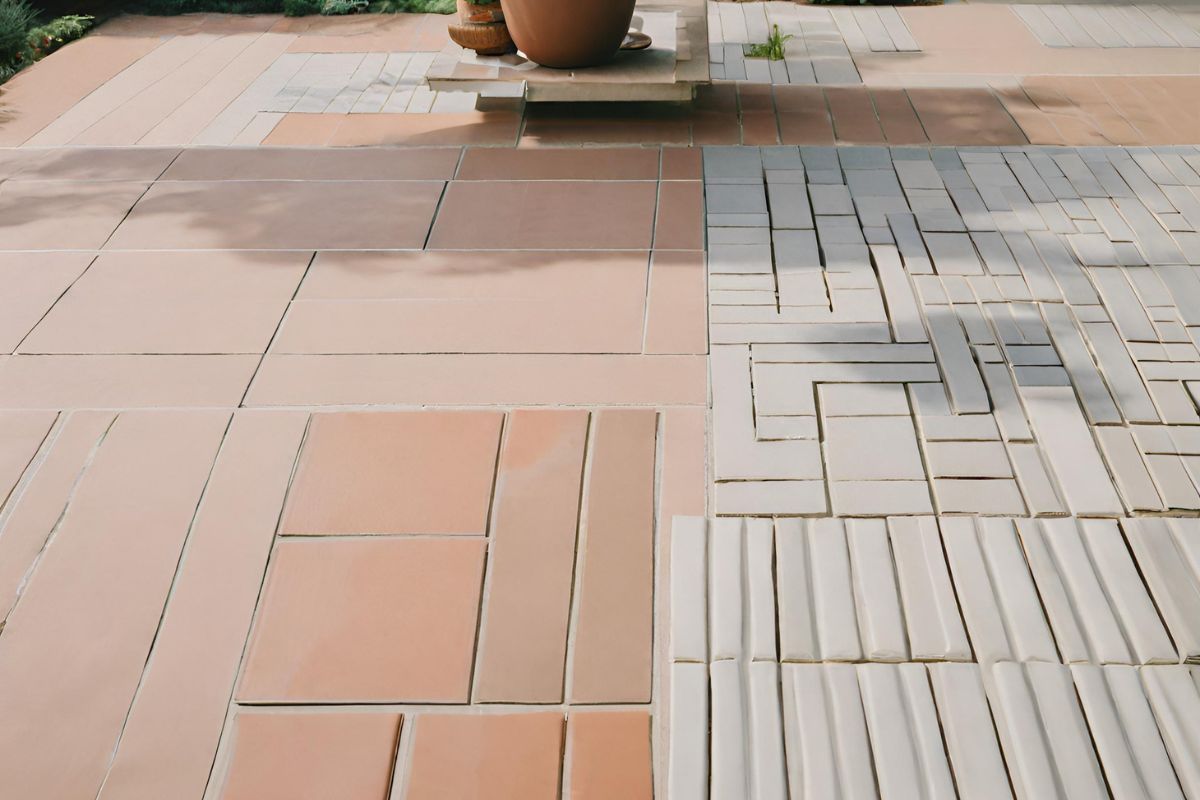 different patio floors in one photo
